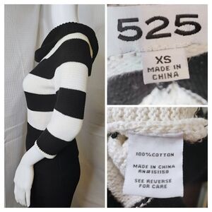 525 America Black and White Cowl Neck Sweater